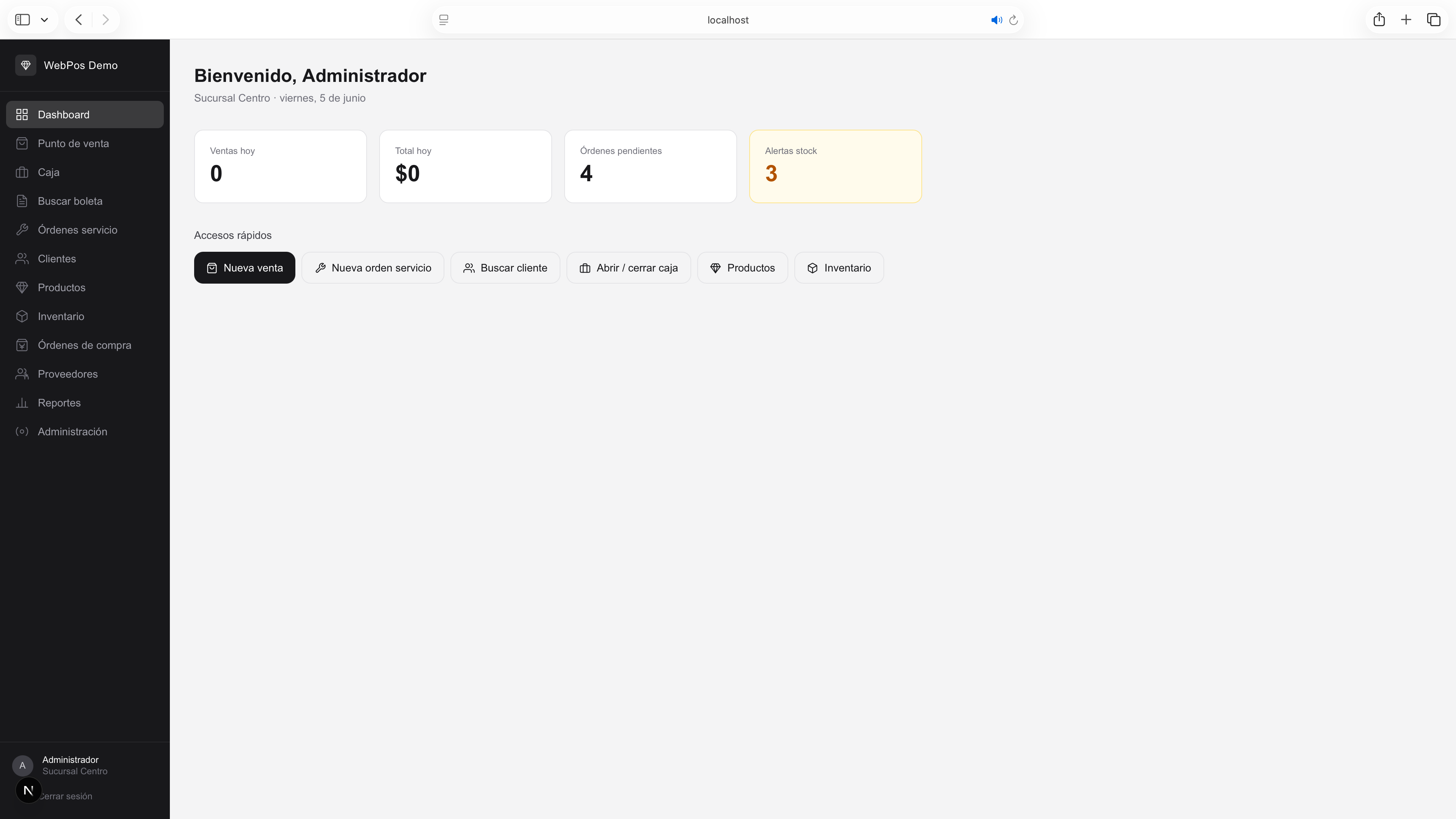 Dashboard WebPos